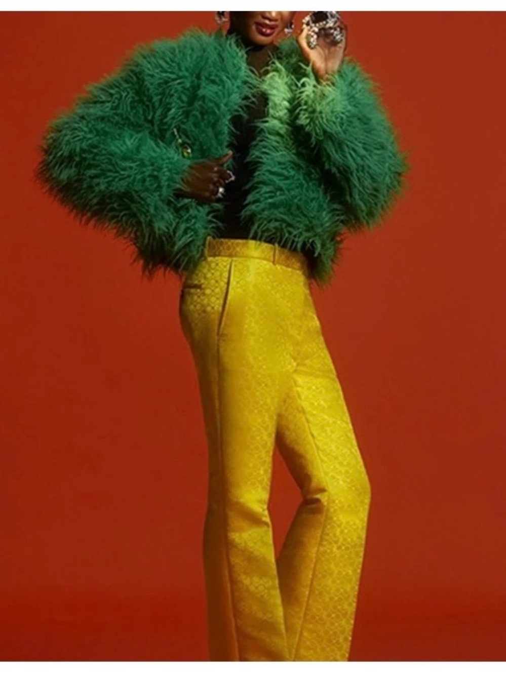 H&M x Iris Apfel jacquard-weave pants feature a textured, geometric pattern 4